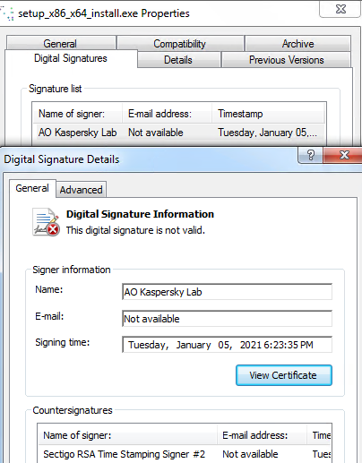 A signed malicious file