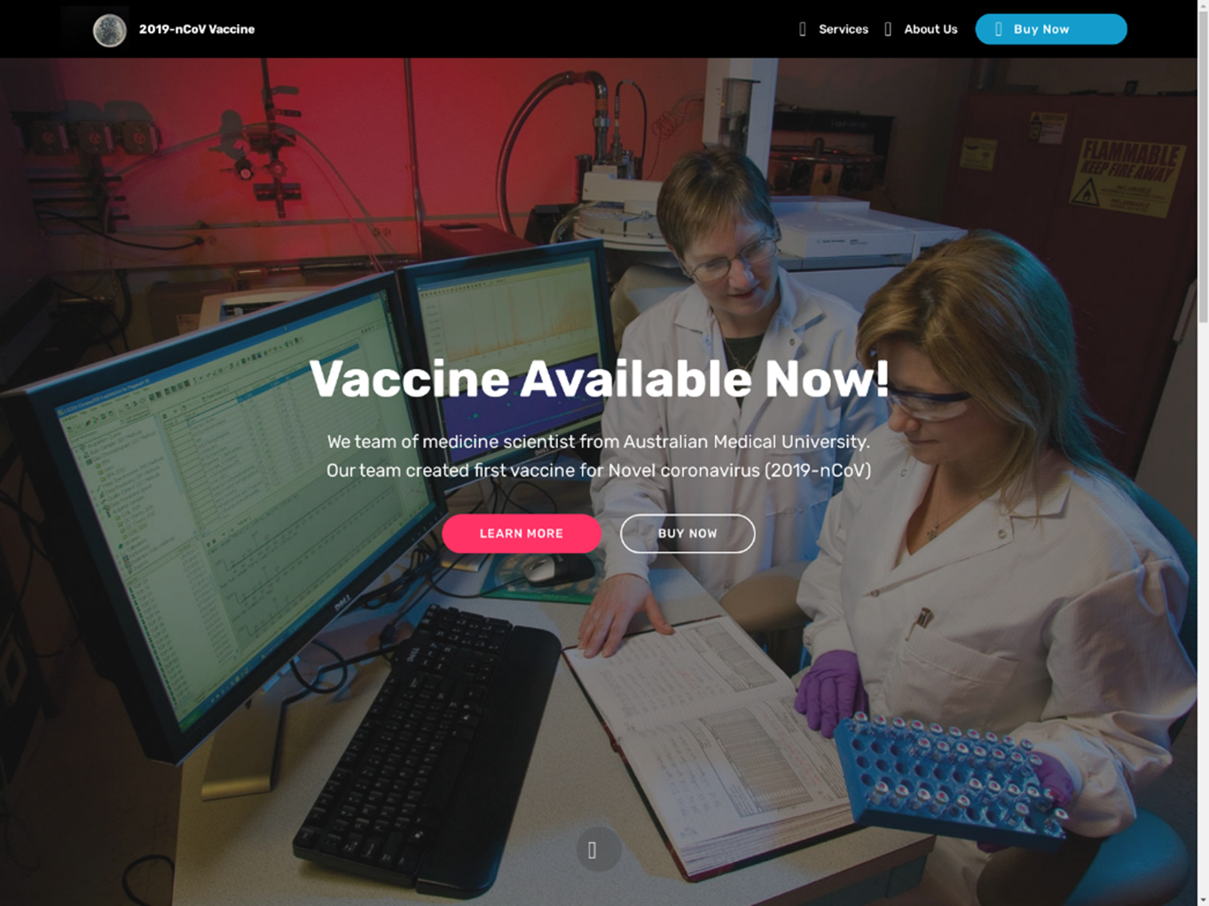 Figure 7. Scam site of Covid-19 Vaccine photo (image from urlscan.io)