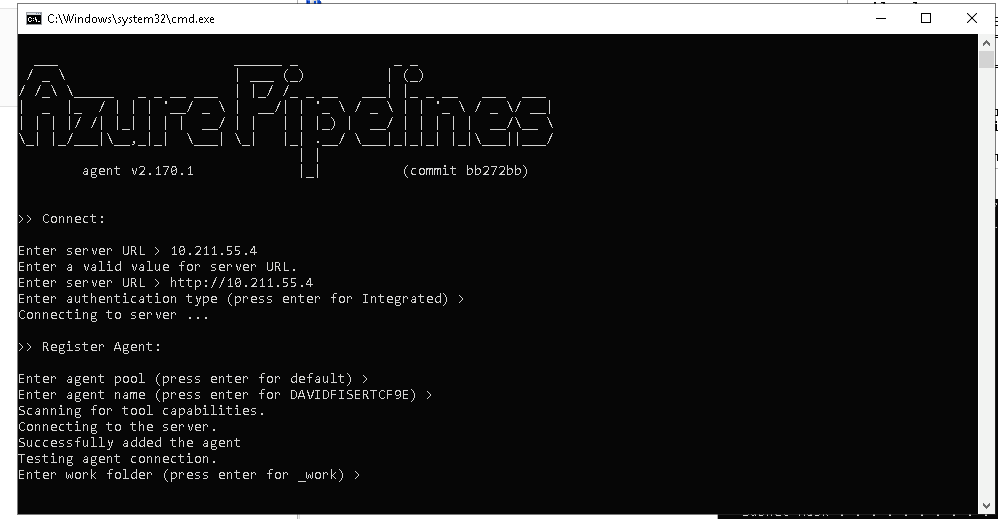 Azure Pipelines Agent’s initial configuration