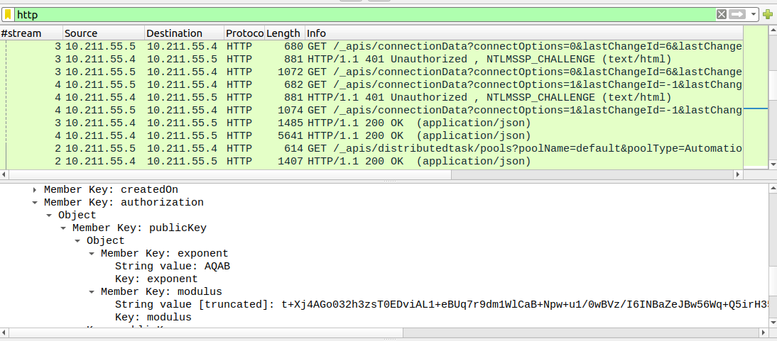 The transmitted public key during agent configuration