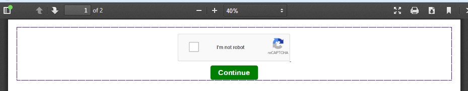 Figure 3. Captcha button that appears when clicking some of the VirusTotal samples.