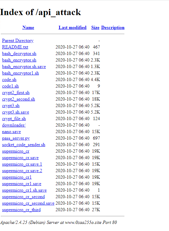 Figure 2. Threat actor’s hack tools directory for /api_attack