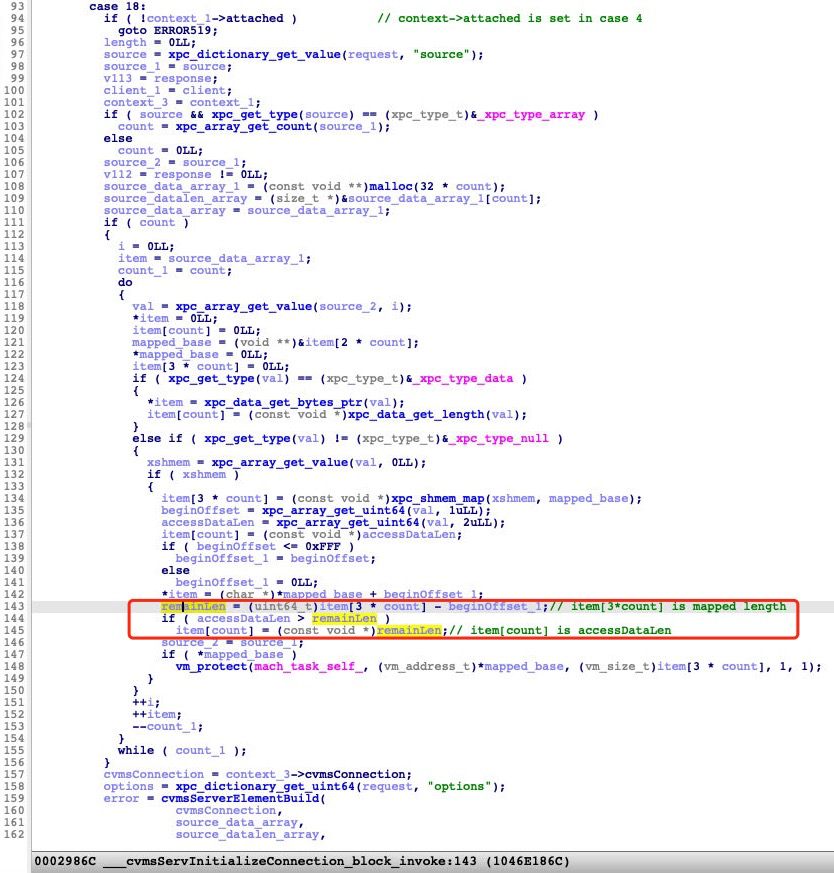 Figure 2. Case 18 logic of the CVMServer logic where the vulnerability exists