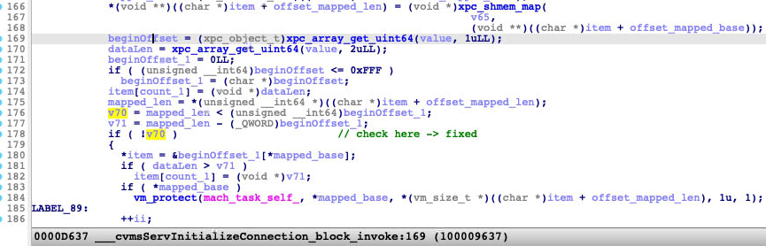 Figure 6. Code showing the solution for CVE-2021-30724 at line 178