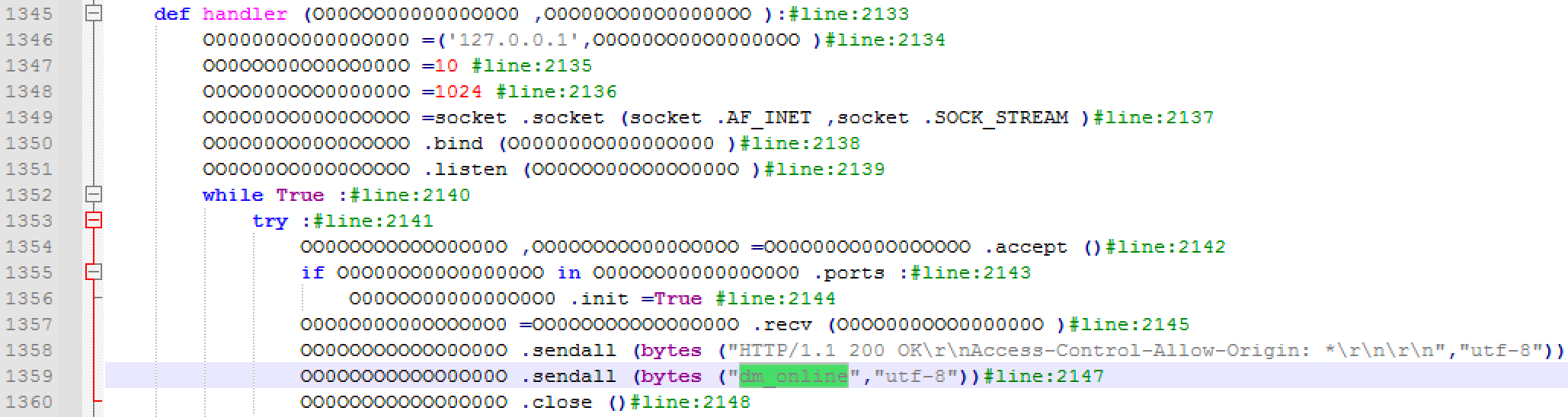 Figure 15. The script of a simple HTTP server to return string “dm_online”