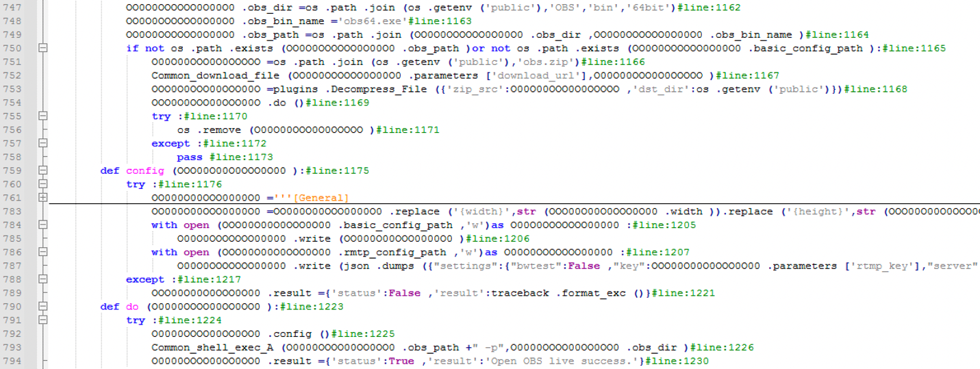 Figure 20. The script used to download OBS Studio, prepare the configuration, and start the process