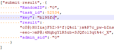 Figure 21. Encoded SUBMIT RESULT command sent to C&C server