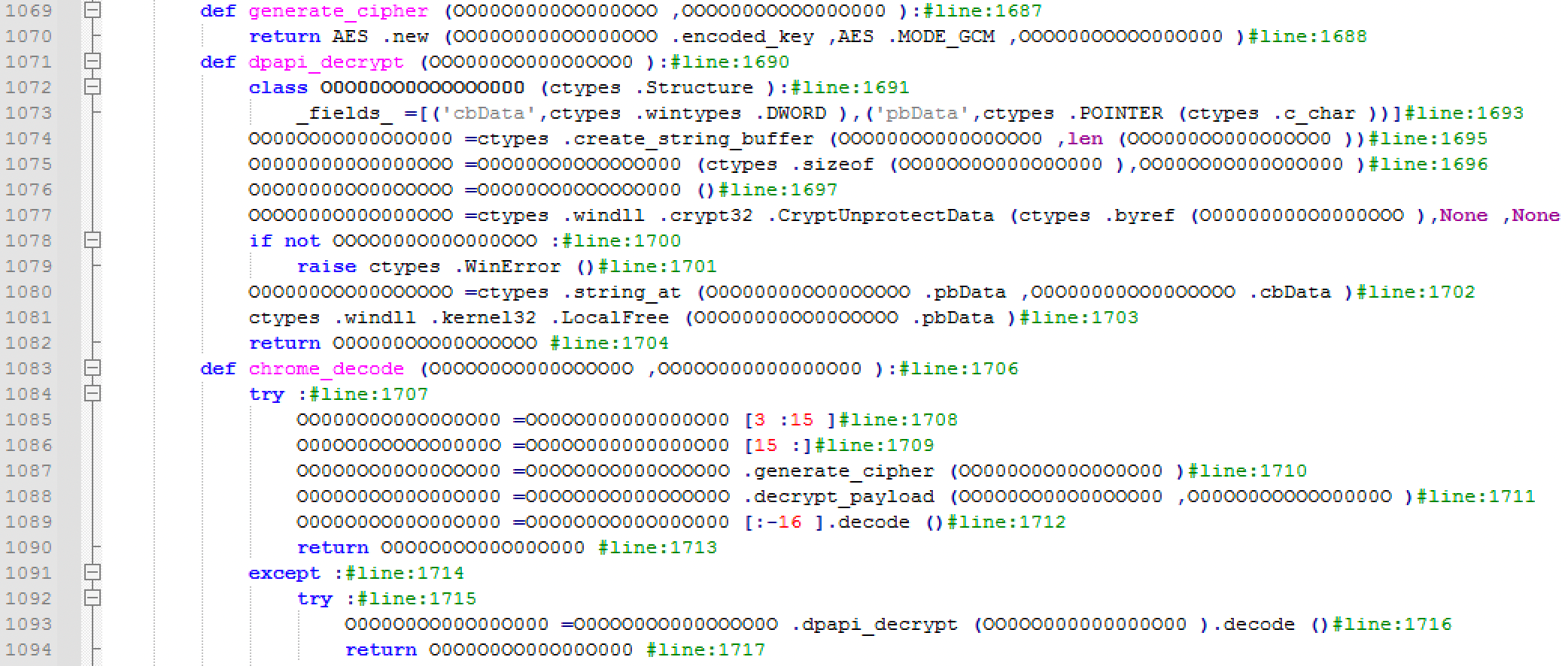 Figure 23. The script to decrypt Chrome’s file with AES or DPAPI decryption