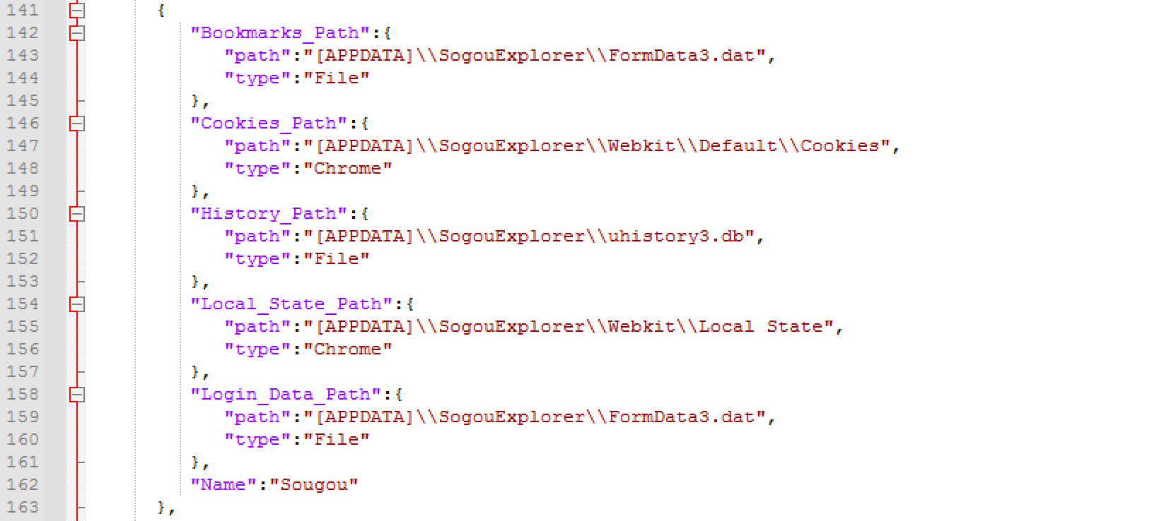 Figure 24. Code showing the command to target Sogou Explorer