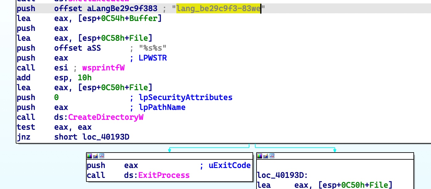 Figure 11. Code showing the creation of the directory