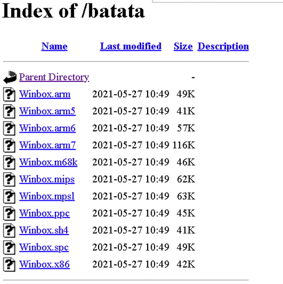 Figure 8. Example of open directory of Mirai builds for different architectures