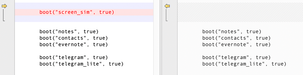 Figure 8. Modules in use, showing removed module