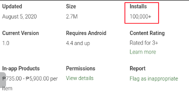 A screenshot that shows the number of installations BitFunds – Crypto Cloud Mining has gotten before it was taken down from the Play Store
