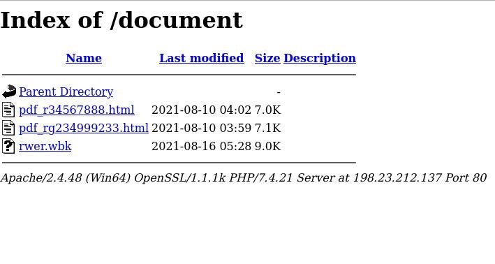 Figure 1. C&C server with directory browsing enabled