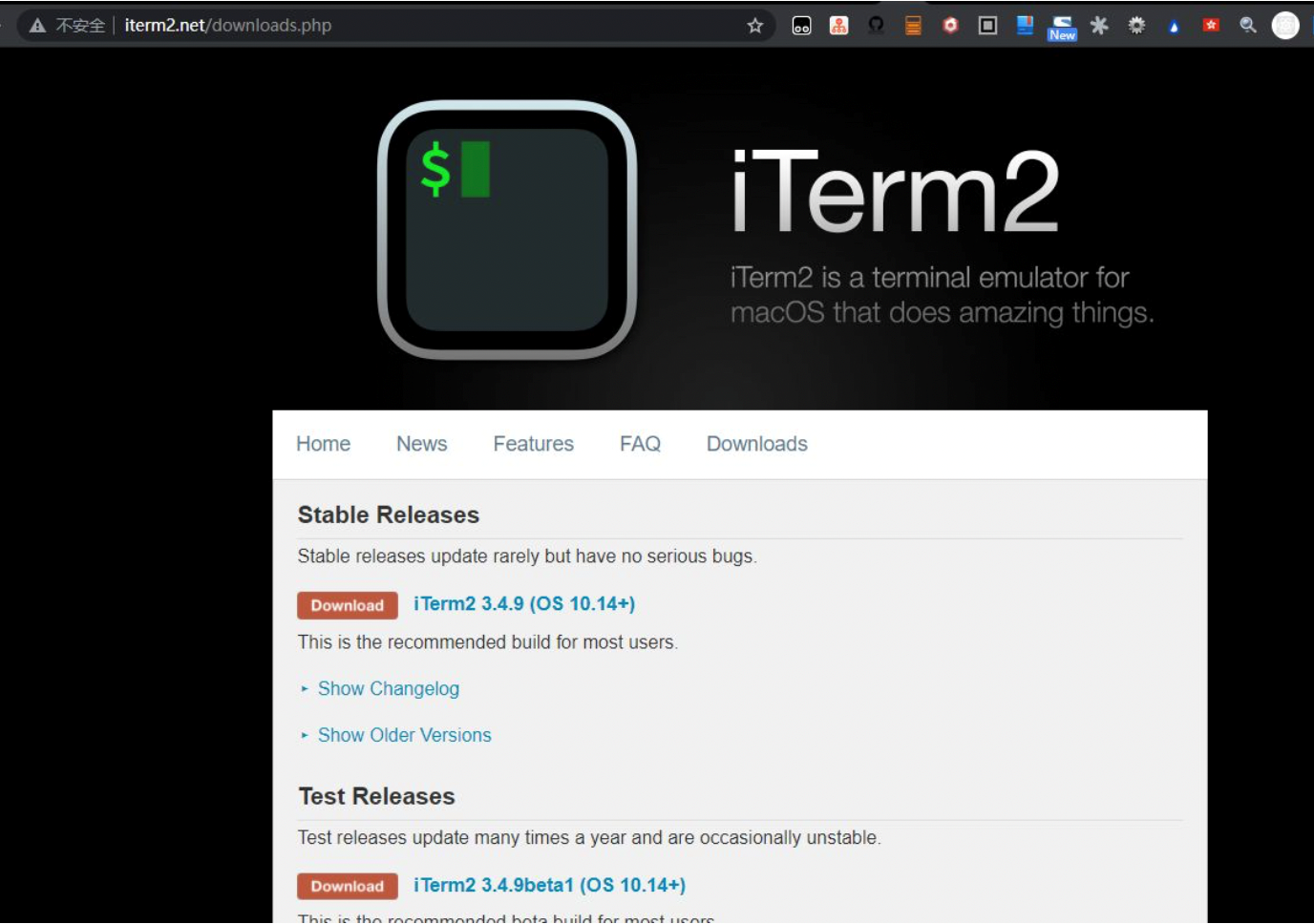 Figure 1. The fraudulent website iterm2.net