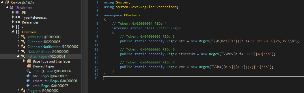 Figure 14. Built-in Ethereum and Bitcoin addresses, potentially belonging to the author(s), seen here as “HBankers”