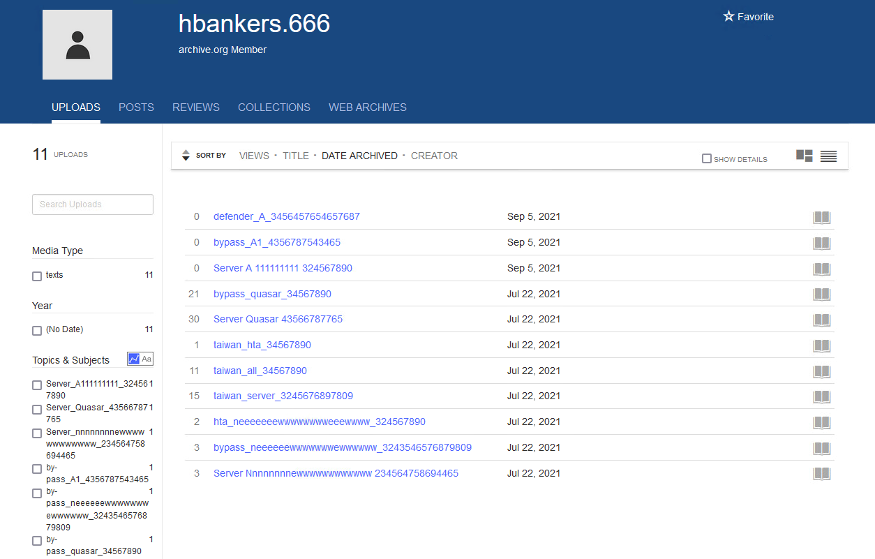 Figure 5. The archive.org account hosting the loader’s scripts