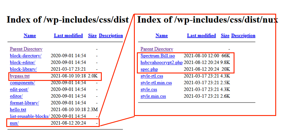 Figure 8. Malicious content uploaded by the attacker