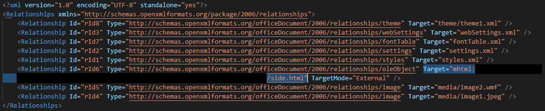 Figure 1. Code with XML relationships