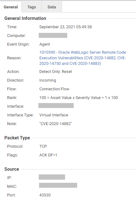 Figure 11. IPS detection for CVE-2020-14882 exploitation