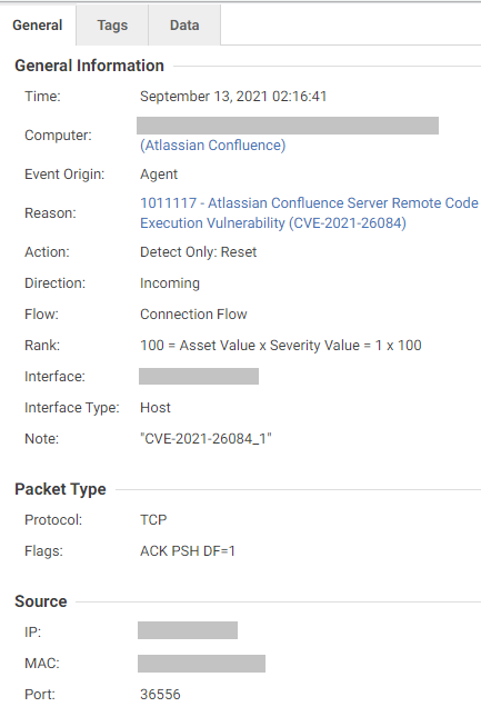 Figure 2. IPS detection for CVE-2021-26084 exploitation