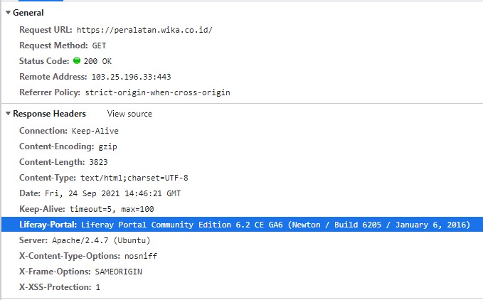 Figure 12. Properties of the Liferay CMS versions found on the IP addresses 212.84.32[.]13 and 103.25.196[.]33