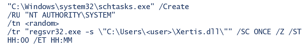 Figure 5. The scheduled task QAKBOT uses for persistence