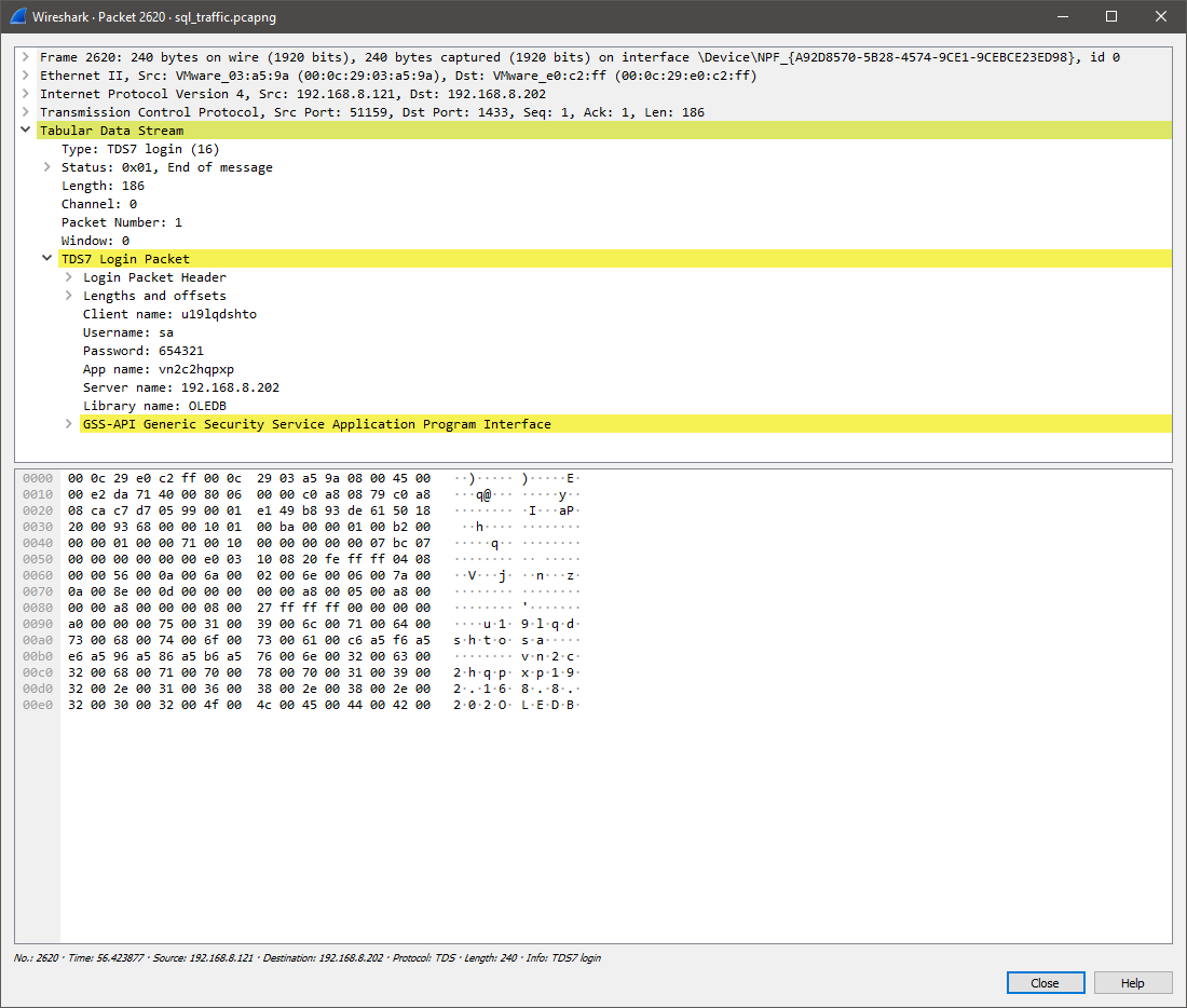 Figure 2. An SQL brute-force request