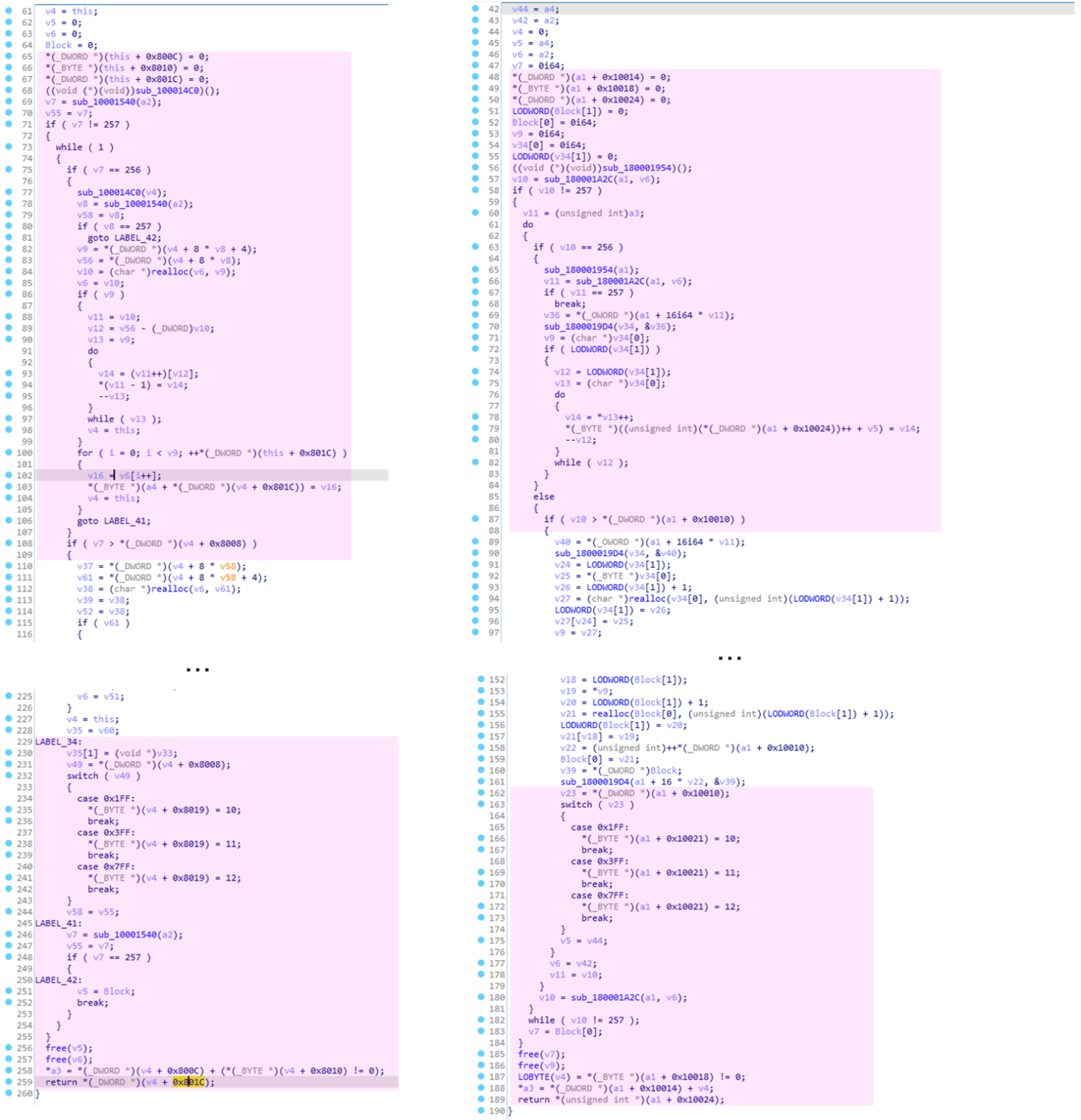 Figure 14. Configuration decoding function (left: SmileSvr right: Troj_Yahamam)