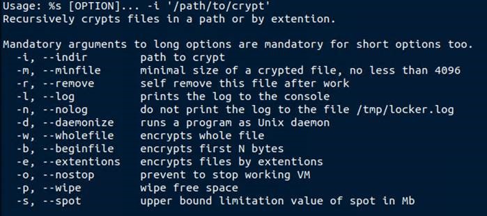 Figure 1. Parameters accepted by the Linux-ESXi version of LockBit