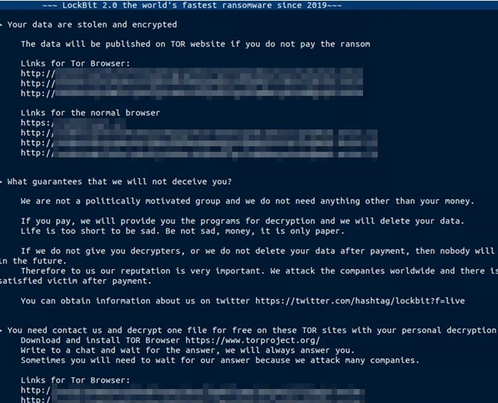 Figure 2 LockBit ransom note