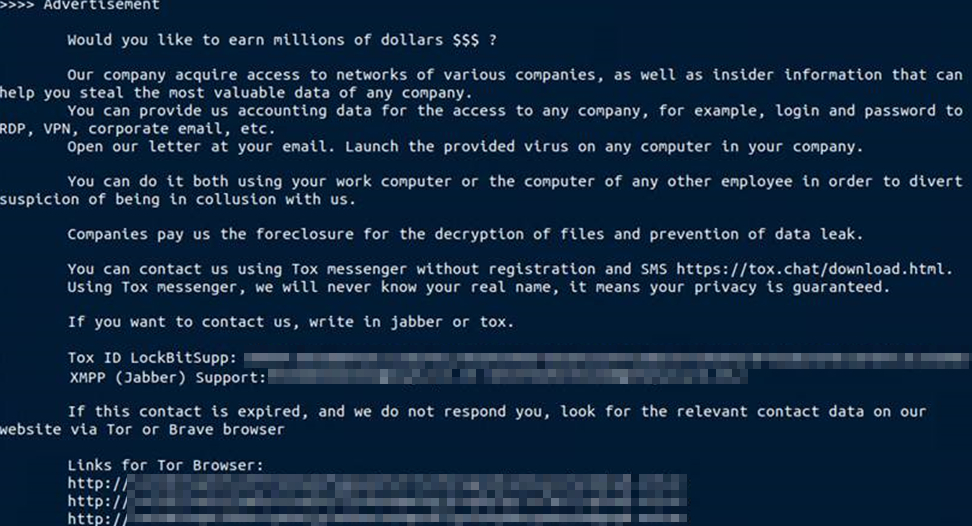 Figure 2 LockBit ransom note