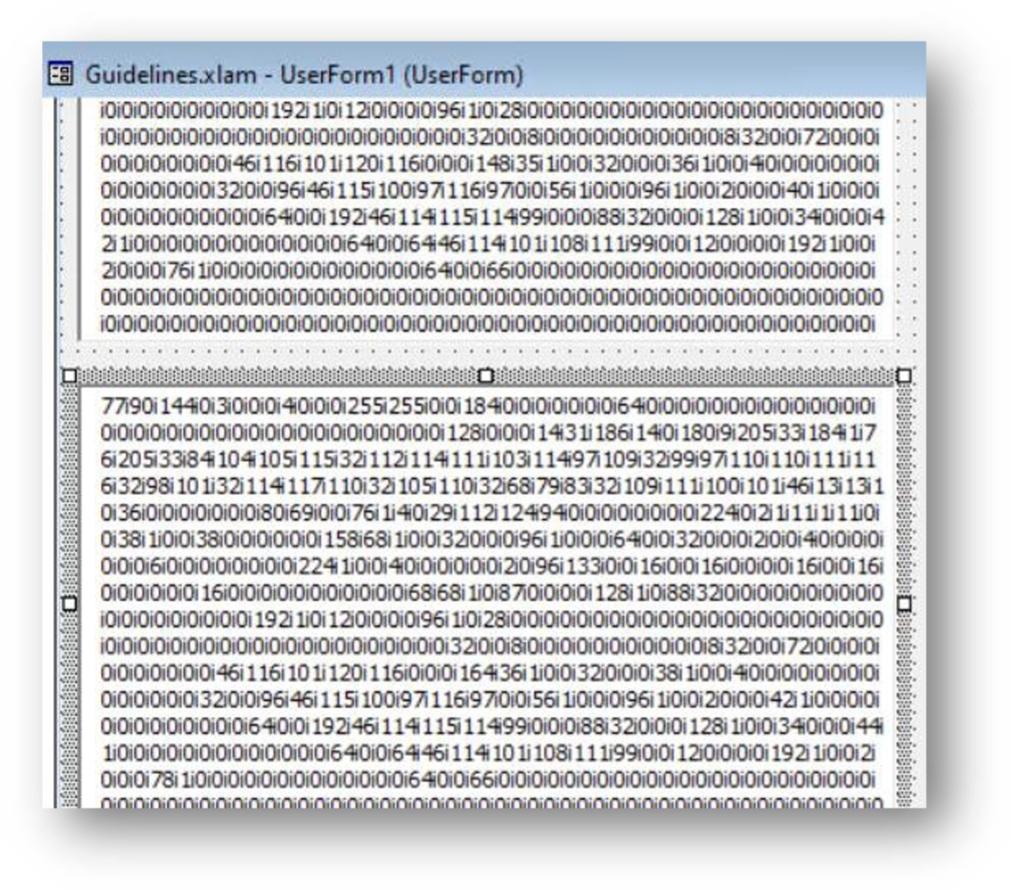 Figure 5. Examples of encrypted Crimson RAT executables hidden inside text boxes