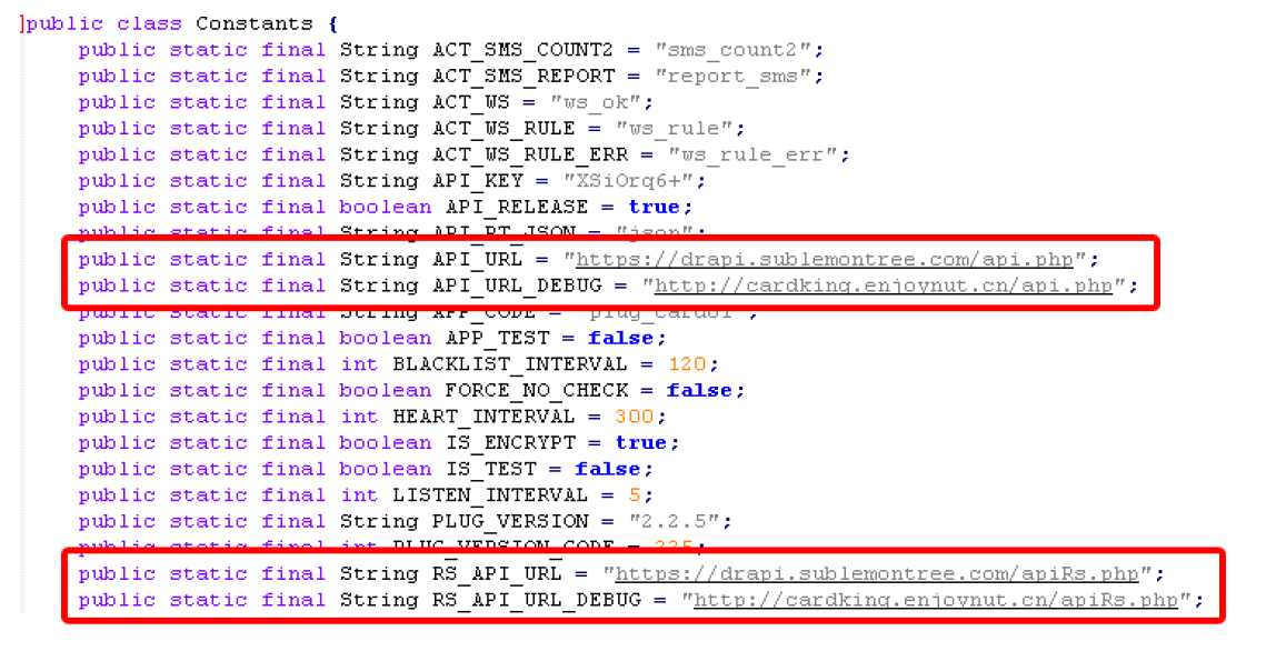 Figure 4. Cardking.enjoynut[.]cn used as debug C&C and sublemontree[.]com used as production C&C