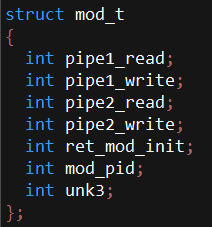 Inferred mod_t structure; the last member is unknown. 