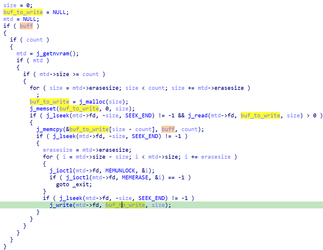 Cyclops Blink Asus module code for writing to raw flash memory 