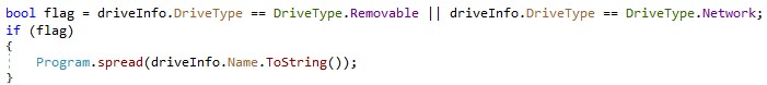 Figure 2. Code snippet showing RURansom’s spreading mechanism