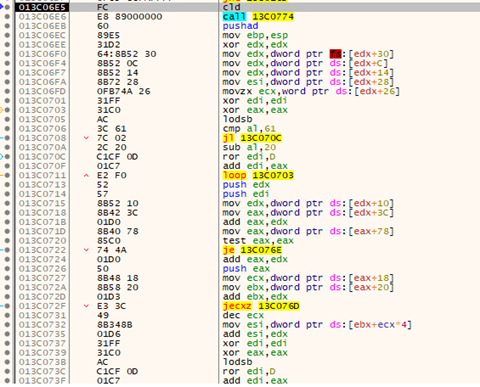 Figure 11. Decrypted Cobalt Strike stager shellcode