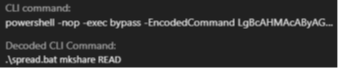 Figure 20. The code generated after decoding the command used to execute spread.bat